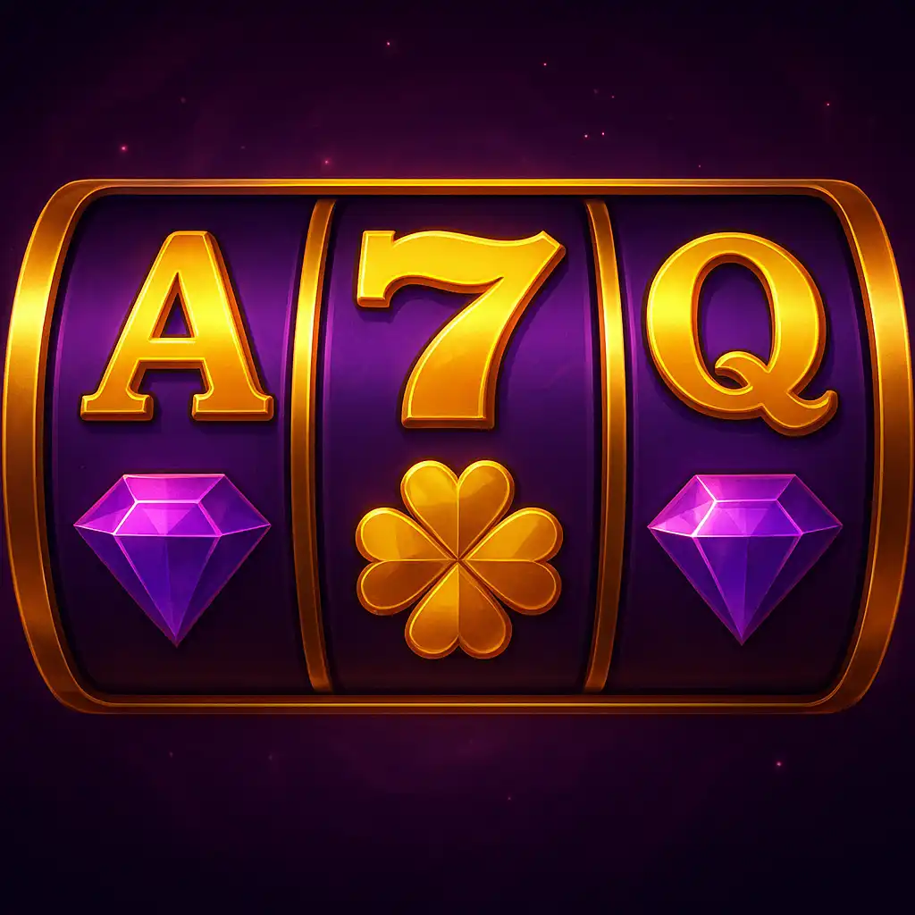 Colourful online slot reels with gold symbols